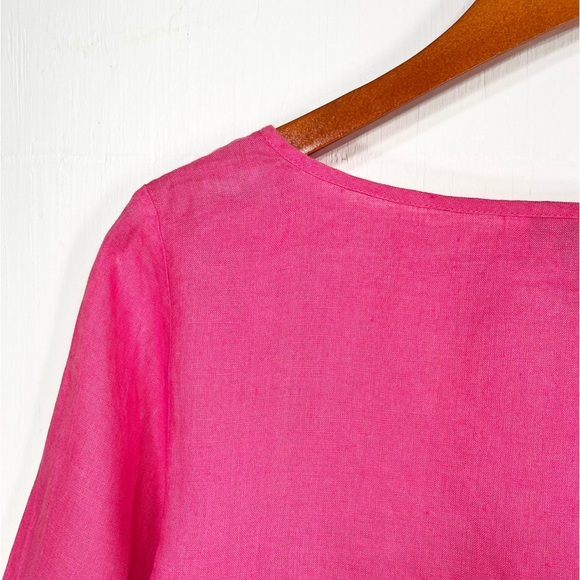 NEW! 100% linen Ann Taylor pink V-neck empire waist blouse tunic top size 8 - Picture 6 of 7